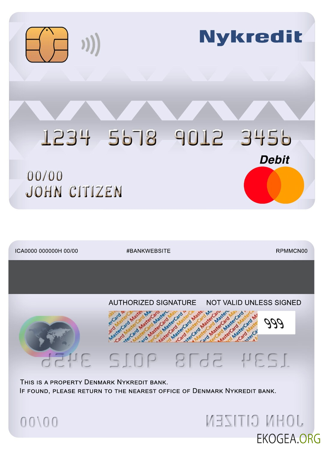 Carte de débit principale de la banque Nykredit au Danemark